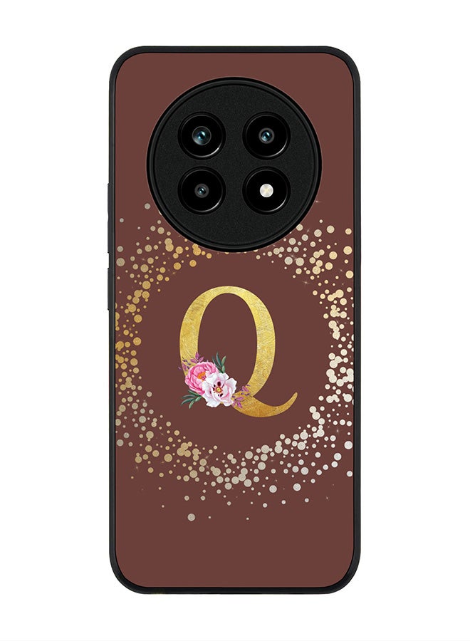 For Realme 13 Pro / 13 Pro+ Case,Slim fit Camera Protection, Shockproof Thin Phone cover  - Custom Monogram Floral - Q  (Brown )
